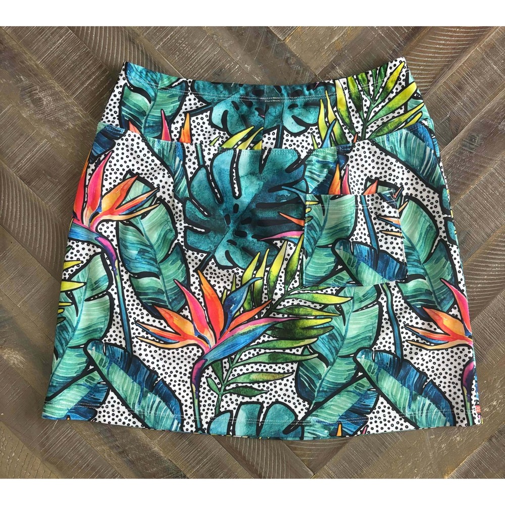 Skinz Skort Women's Tropical Bird of Paradise Polka Dot Athletic XS Tennis Golf - Picture 3 of 6